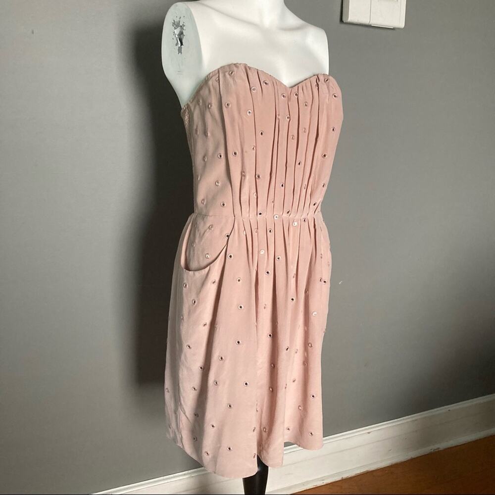 Rebecca Taylor dress size 10 strapless corset fairy pink whimsigoth grunge satin